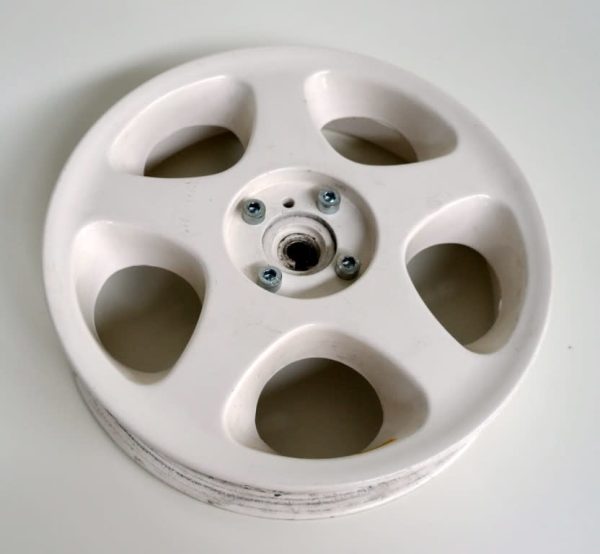 Trophy Achterwiel 10” links compleet wit standaard, Trophy - Tweedehands