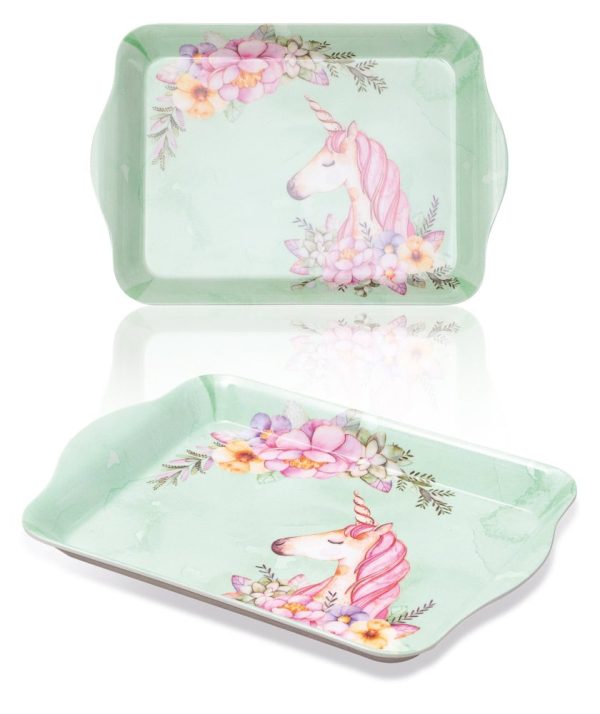 St Helens Home and Garden mini melamine dienblad - 21 x 14 cm - unicorn