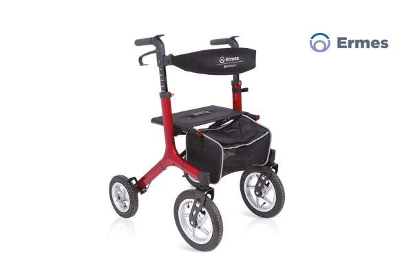 Moretti opvouwbare rollator rood - 4 luchtbanden