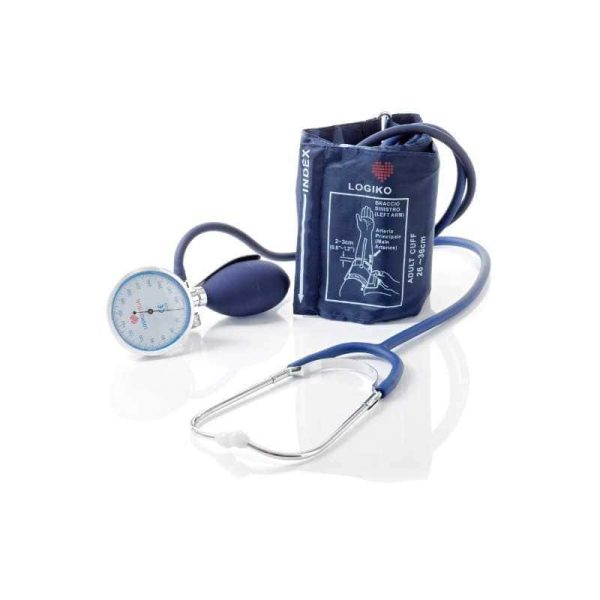 Moretti eénhandige aneroïde bloeddrukmeter groot model met stethoscoop