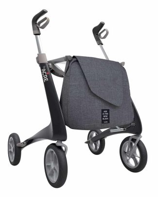 Carbon rollator Ultralight (4,8 kg) | by Acre | Kleur: Zwart | Lichtgewicht | Omgekeerde handvatten | Lichtste rollator | Soft banden | byAcre