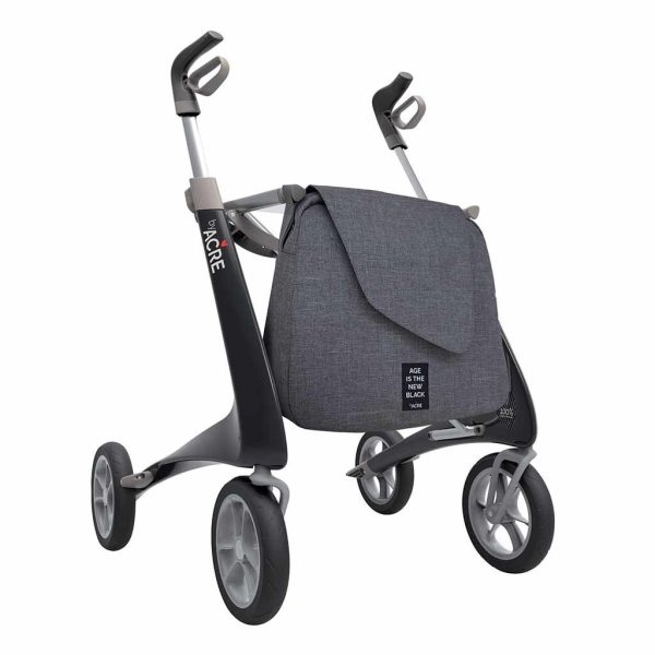 Carbon rollator Ultralight (4,8 kg) | by Acre | Kleur: Zwart | Lichtgewicht | Omgekeerde handvatten | Lichtste rollator | Soft banden | byAcre