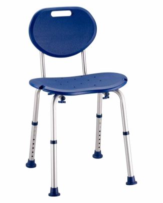 Douchestoel Ovaal | Kleur: Blauw | Met douchekophouder | Douchestoelen | In hoogte verstelbaar 34 - 52 cm | Max. gebruikersgewicht 136 kg