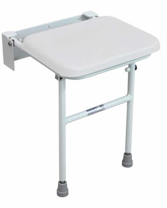 Douchezitting Solo opklapbaar met poten | Douchestoel wandmontage | Maximaal gebruikersgewicht 160 kg | Zachte zitting | Douchezitje | Kleur: Wit