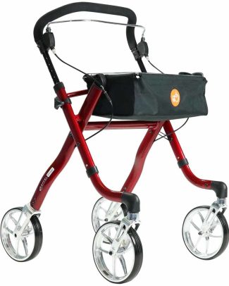 Excel Rollator Virage (6,8 kg) | Binnen rollator | Met duwbeugel | Dienblad | Kleur: Rood | 24510000