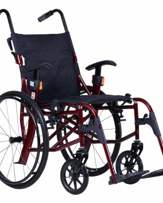 Ultra lichtgewicht rolstoel 9.9 (10,9 kg) | Excel | Kleur: Rood | Zitbreedte: 45 cm | Lichtste rolstoel | Verstelbare duwhandvatten | 1340MK116