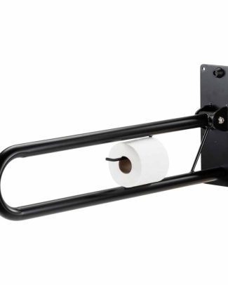 Toiletbeugel opklapbaar 76 cm met toiletrolhouder - Mat zwart