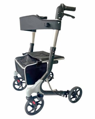 Lichtgewicht Rollator met Luxe tas | Donkergrijs | Geleverd met tas, rugsteun en stokhouder | Aluminium | Rollators | Mobiliteit