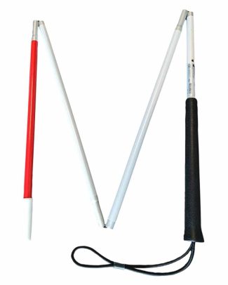 Opvouwbare blindegeleidestok | Wit / Rode stok | Herkenningsstok | Lengte: 150 cm | PR30141
