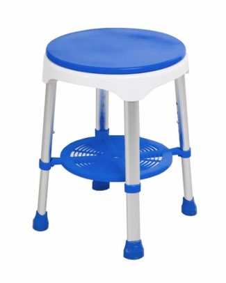 Luxe douchekruk met draaibare zitting | Atlantis | Met opbergplateau | Anti-slip doppen | Douchekrukken | Blauw / Grijs | PR46055