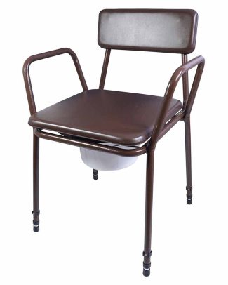 Toiletstoel in hoogte verstelbaar | Zithoogte 41 - 51 cm | Kleur: Bruin | Po stoel | Zachte zitting en rugleuning