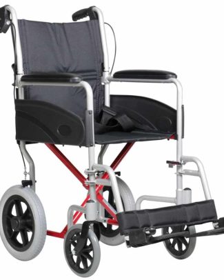 Transportrolstoel Access (11,5 kg) | Excel | Zeer compact | Rolstoel met kleine wielen | Kleur: Zilvergrijs met rood | 1353NH112