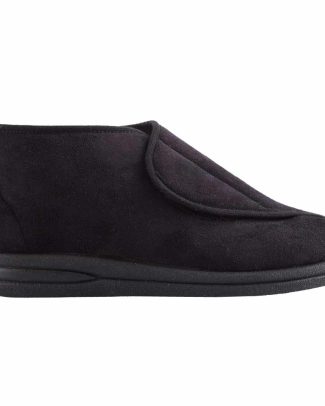 Pantoffel zwart hoog heren | MSF | Maat 39 | Wijde opening en klittenbandsluiting | MS7001BK-39