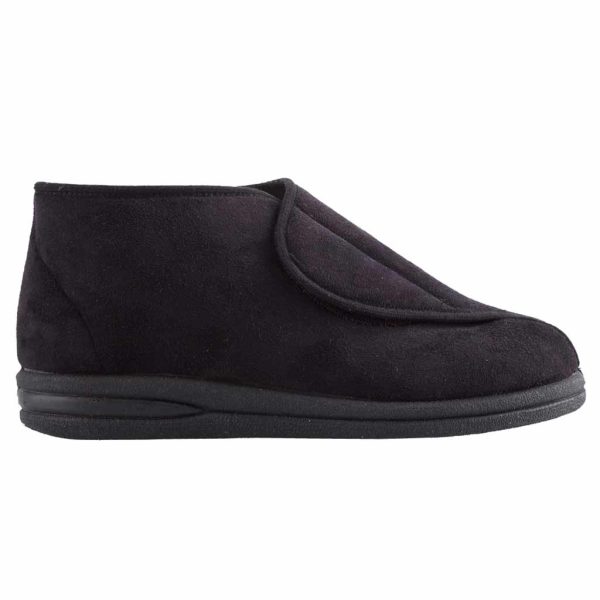Pantoffel zwart hoog heren | MSF | Maat 43 | Wijde opening en klittenbandsluiting | MS7001BK-43
