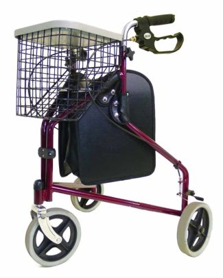 Driewiel Rollator Tri Walker (6,2 kg) | Binnen rollator | 3 wiel rollator | Met dienblad en mand | Max. gebruikersgewicht 130 kg | Drive medical
