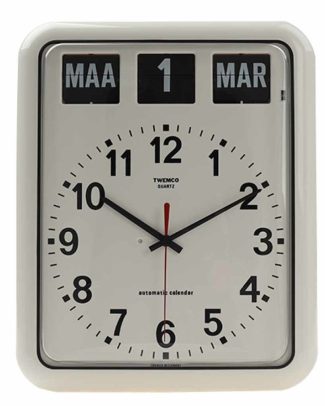 Kalenderklok groot analoog BQ-12A | Wit | Senioren klok | Dementie klok | Dag, datum en tijdsaanduiding | Twemco | WWV619050
