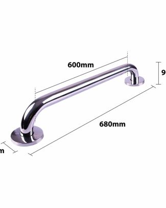 Handgreep RVS met gepolijste afwerking | Lengte: 68 cm | Wandbeugels | Schroefmontage | Geschikt voor bad, douche en toilet