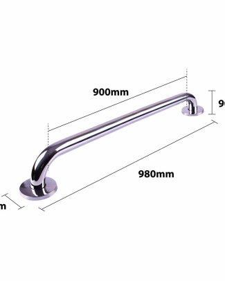 Handgreep RVS met gepolijste afwerking | Lengte: 98 cm | Wandbeugels | Schroefmontage | Geschikt voor bad, douche en toilet