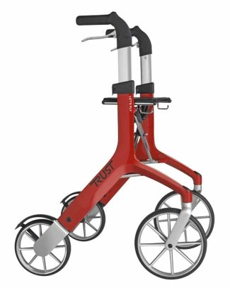 Lichtgewicht rollator Let&apos;s Fly (6,9 kg) | TrustCare | Grote wielen en weggewerkte remkabels | Rood | Design | TCLFLYRE0250