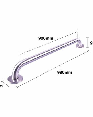 Handgreep RVS met geborstelde afwerking | Lengte: 98 cm | Wandbeugels | Schroefmontage | Geschikt voor bad, douche en toilet
