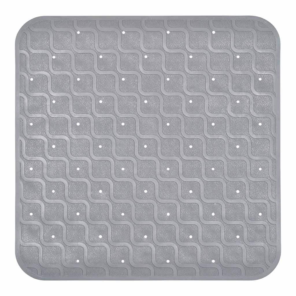 Douchemat / Badmat antislip 53 x 53 cm | Kleur: Grijs | Met zuignappen | Hoogwaardig rubber