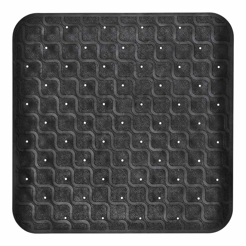 Douchemat / Badmat antislip 53 x 53 cm | Kleur: Zwart | Met zuignappen | Hoogwaardig rubber