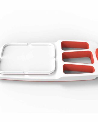Multifunctioneel bord | Theomatik | 36,5 x 18,8 x 3 cm | Éénhandig gebruik | Wit / Rood | BO1000