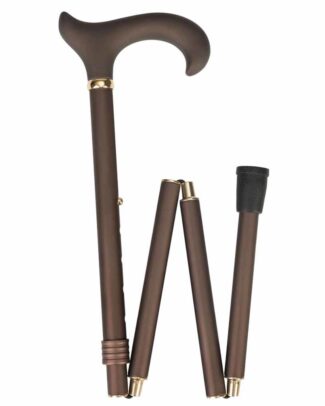 Luxe opvouwbare wandelstok - met soft Derby handvat | Kies uw kleur : Brons