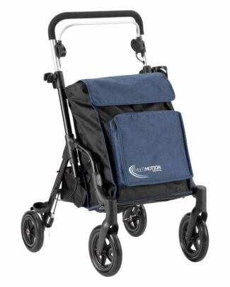 MultiMotion Shopper rollator met grote tas | Kleur: Blauw | Boodschappentrolley | Lichtgewicht rollator | Inklapbaar