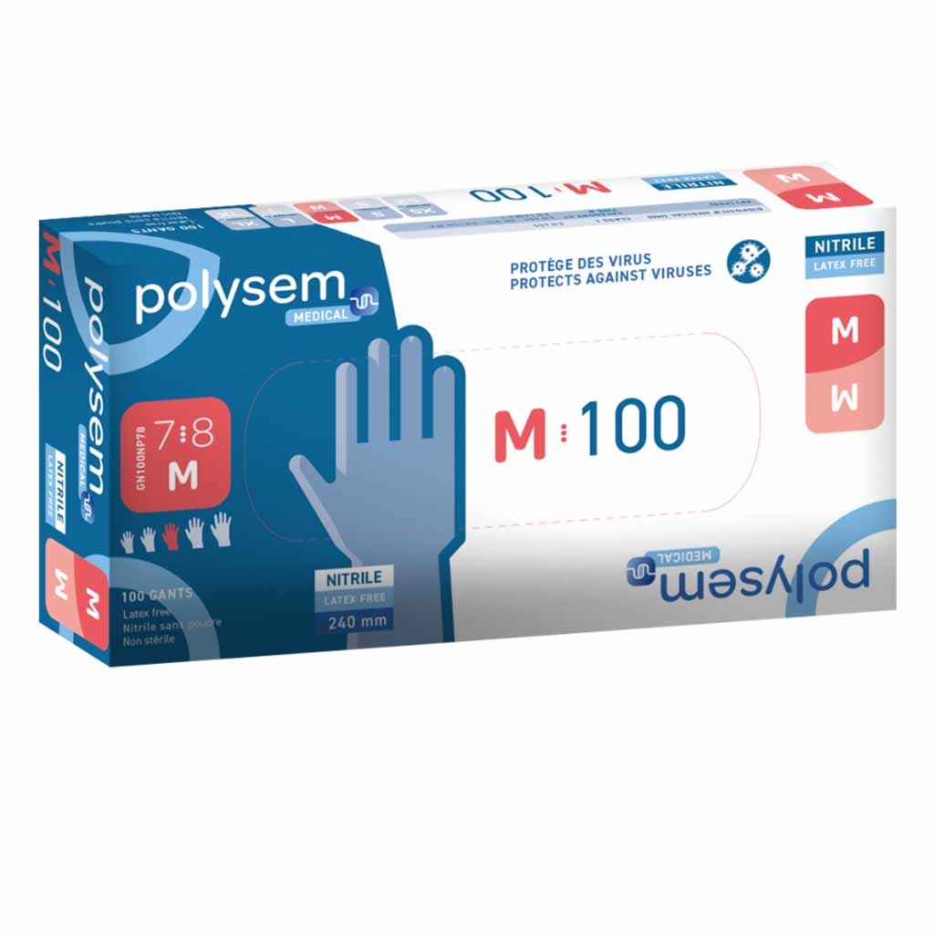 Nitril onderzoekshandschoenen | Polysem | Medium | Bescherming tegen ziektekiemen en virussen | Latexvrij | DH6000-M