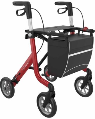 Rollator Streamer lichtgewicht (6,2 kg) | "Lengte persoon: Medium (extra laag) 135 - 164 cm","Kies uw kleur: Rood metalic" | Rehasense