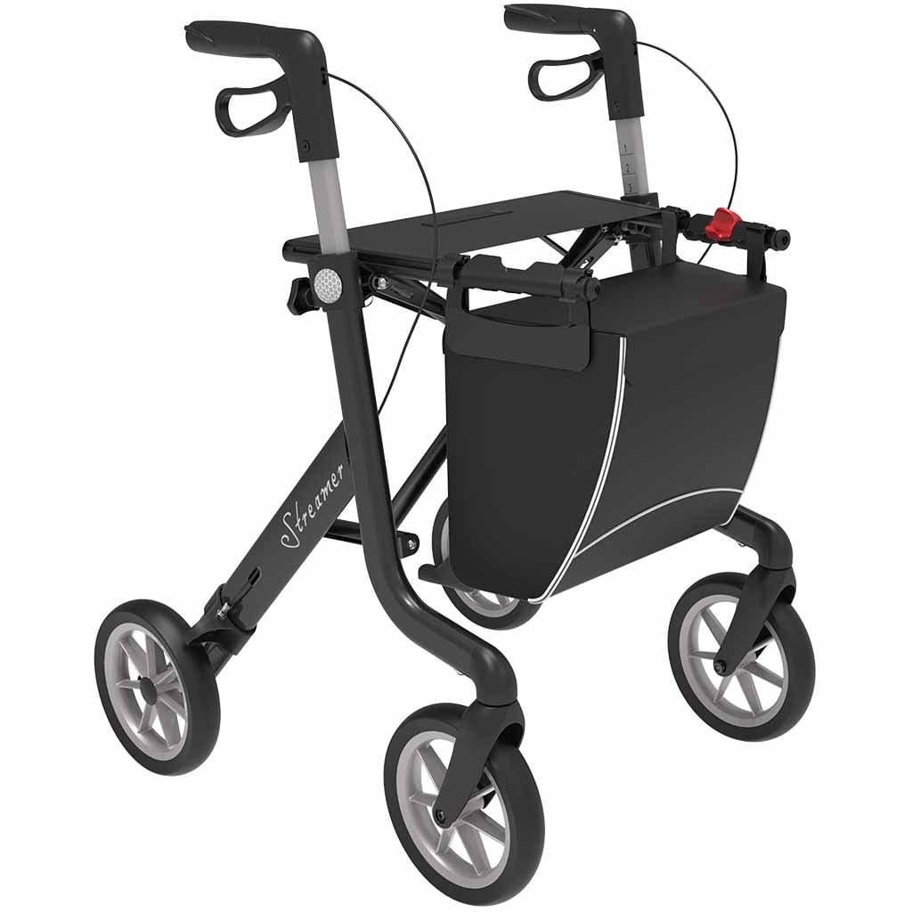Rollator Streamer lichtgewicht (6,2 kg) | "Lengte persoon: Medium (extra laag) 135 - 164 cm","Kies uw kleur: Zwart" | Rehasense