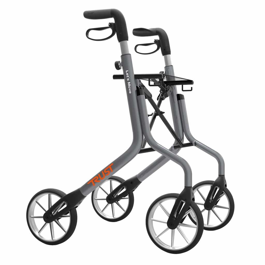 Rollator Let's Move (5,4 kg) | TrustCare | Lichtgewicht rollator | Zonder remkabels | Kleur: Grijs | TCLMO202