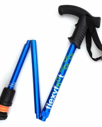 Wandelstok met Derby handvat | Opvouwbaar | Flexifoot | Schokabsorberend | Blauw | PR30048-BL