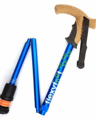Wandelstok met kurken handvat - opvouwbaar | Flexifoot | Schokabsorberend | Blauw | PR30050-BL