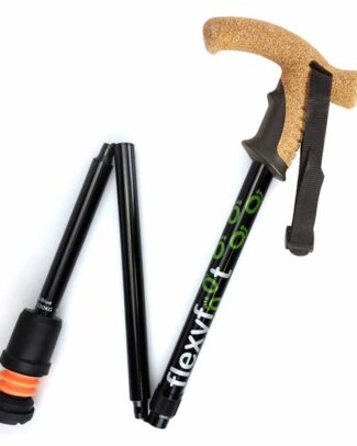 Wandelstok met kurken handvat - opvouwbaar | Flexifoot | Schokabsorberend | Zwart | PR30050-BK